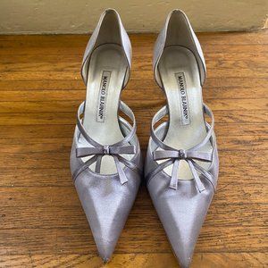 Manolo Blahnik Silver Pointed Toe Heels